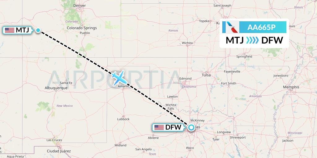 AA665P American Airlines Flight Map: Montrose to Dallas