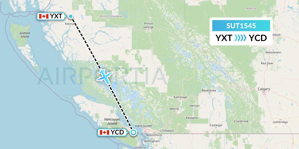 SUT1545 Summit Air Ltd. Flight Map: Terrace to Nanaimo