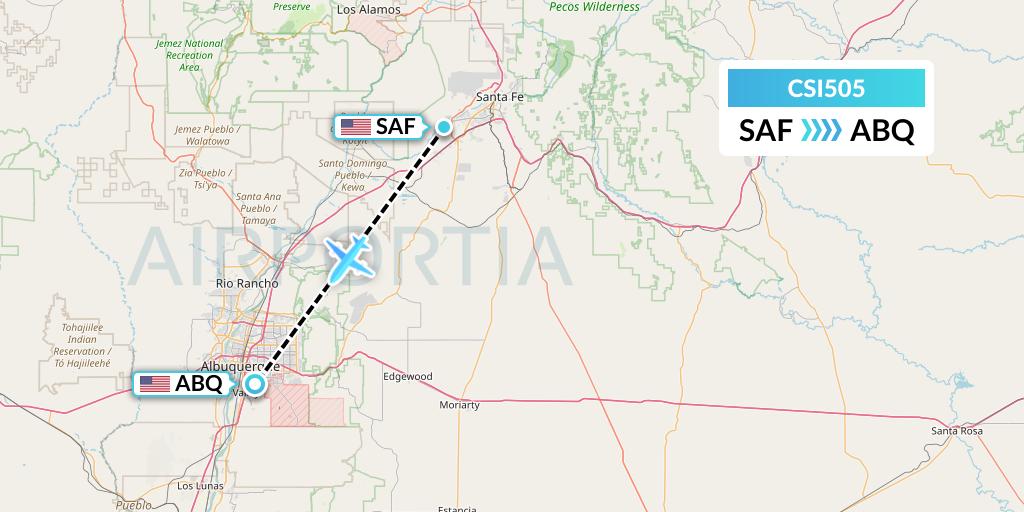 CSI505 Csi Aviation Flight Map: Santa Fe to Albuquerque