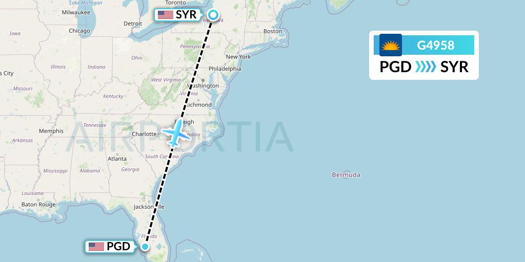 G4958 Allegiant Air Flight Map: Punta Gorda to Syracuse