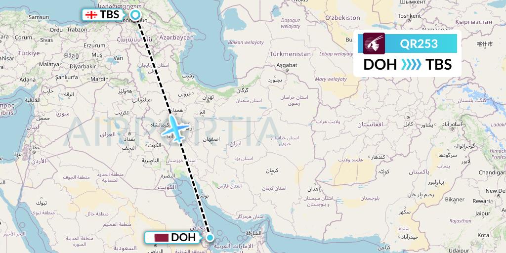 QR253 Flight Status Qatar Airways Doha to Tbilisi (QTR253)