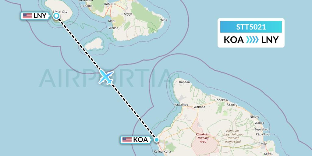 STT5021 Western Aircraft, Inc. Flight Map: Kailua-Kona to Lanai