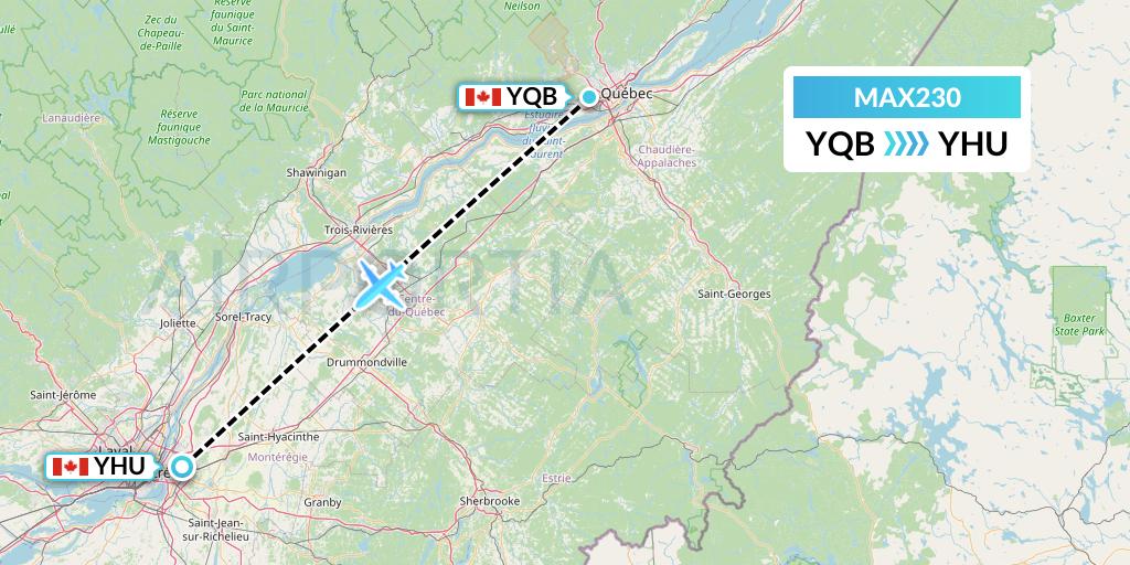 MAX230 Max Aviation Flight Map: Quebec to Montreal
