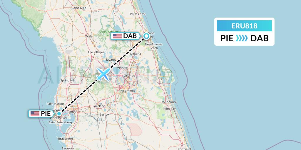 ERU818 Embry-riddle Aeronautical University Flight Map: St. Petersburg to Daytona Beach