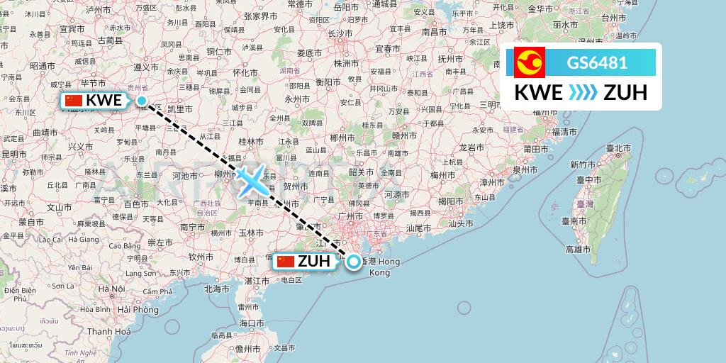 GS6481 Tianjin Airlines Flight Map: Guiyang to Zhuhai