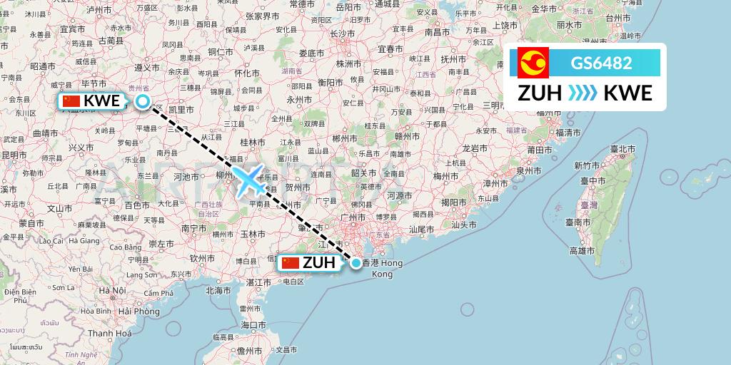 GS6482 Tianjin Airlines Flight Map: Zhuhai to Guiyang