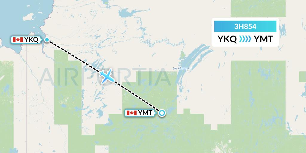 3H854 Air Inuit Flight Map: Waskaganish to Chibougamau
