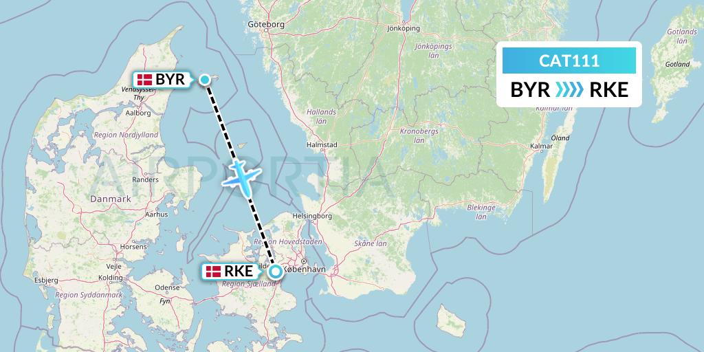 CAT111 Copenhagen Airtaxi Flight Map: Laeso to Roskilde