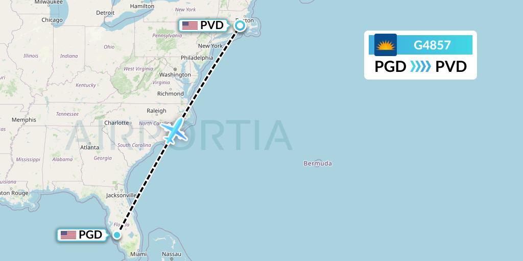 G4857 Allegiant Air Flight Map: Punta Gorda to Providence