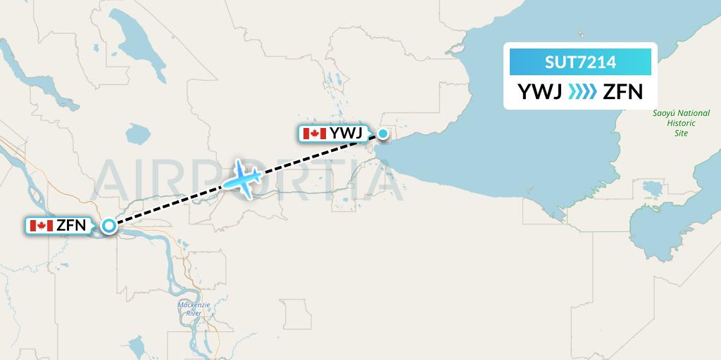 SUT7214 Summit Air Ltd. Flight Map: Deline to Tulita