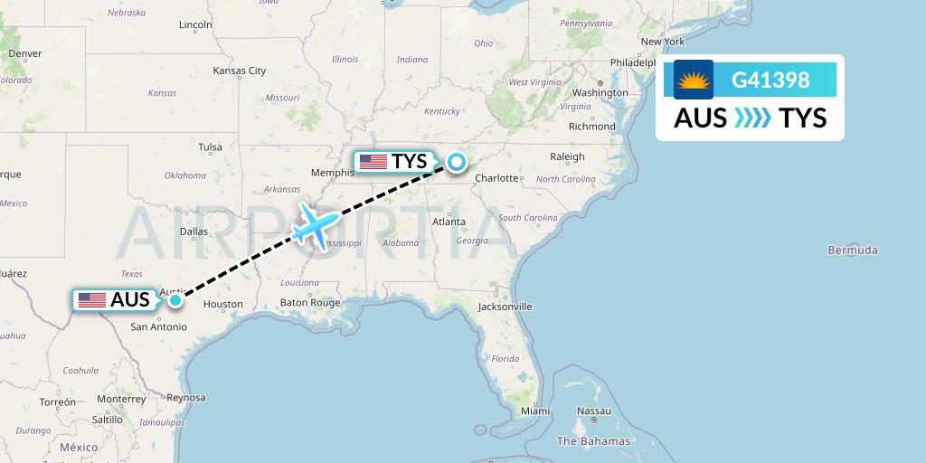 G41398 Allegiant Air Flight Map: Austin to Knoxville
