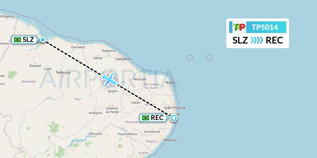TP5014 TAP Portugal Flight Map: Sao Luis to Recife