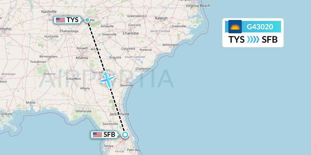 G43020 Allegiant Air Flight Map: Knoxville to Orlando