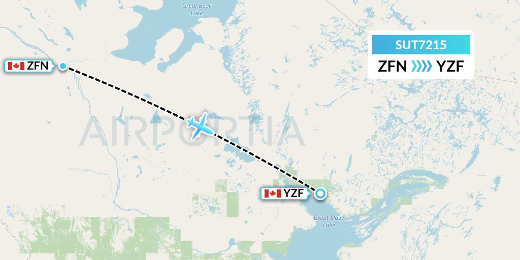 SUT7215 Summit Air Ltd. Flight Map: Tulita to Yellowknife