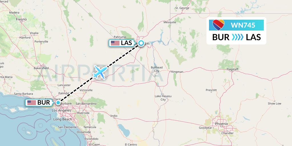 WN745 Southwest Airlines Flight Map: Burbank to Las Vegas