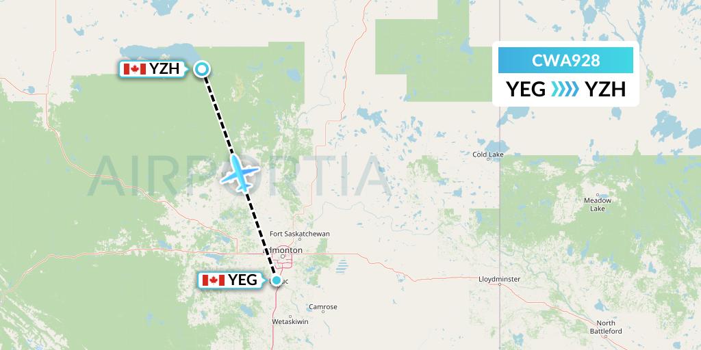 CWA928 Can West Corporate Air Charters Ltd. Flight Map: Edmonton to Slave Lake