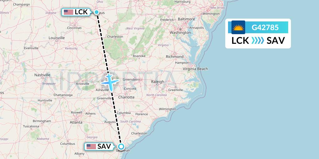 G42785 Allegiant Air Flight Map: Columbus to Savannah
