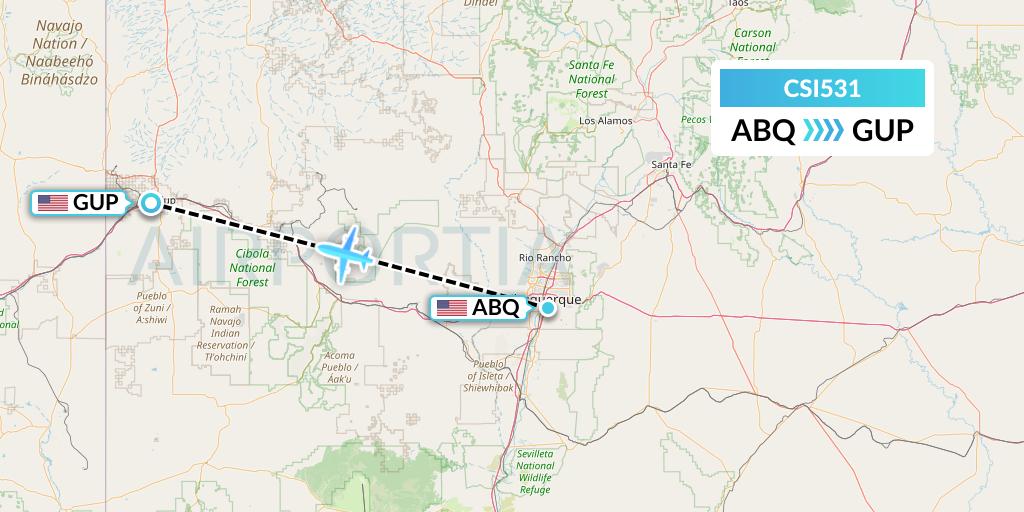 CSI531 Csi Aviation Flight Map: Albuquerque to Gallup