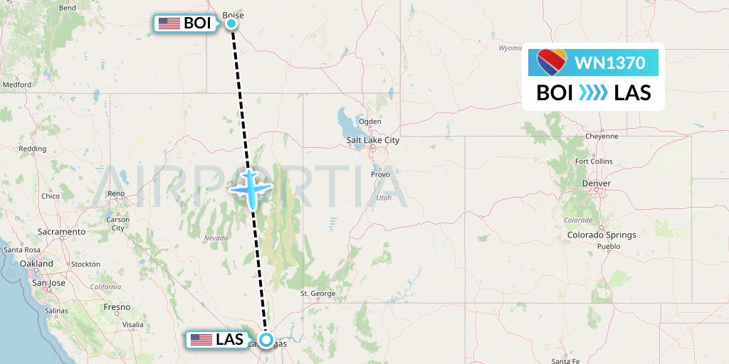 WN1370 Southwest Airlines Flight Map: Boise to Las Vegas