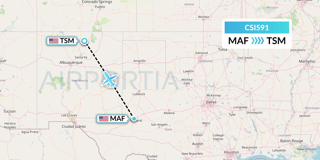 CSI591 Csi Aviation Flight Map: Midland to Taos