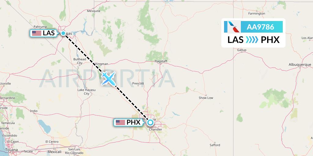 AA9786 American Airlines Flight Map: Las Vegas to Phoenix