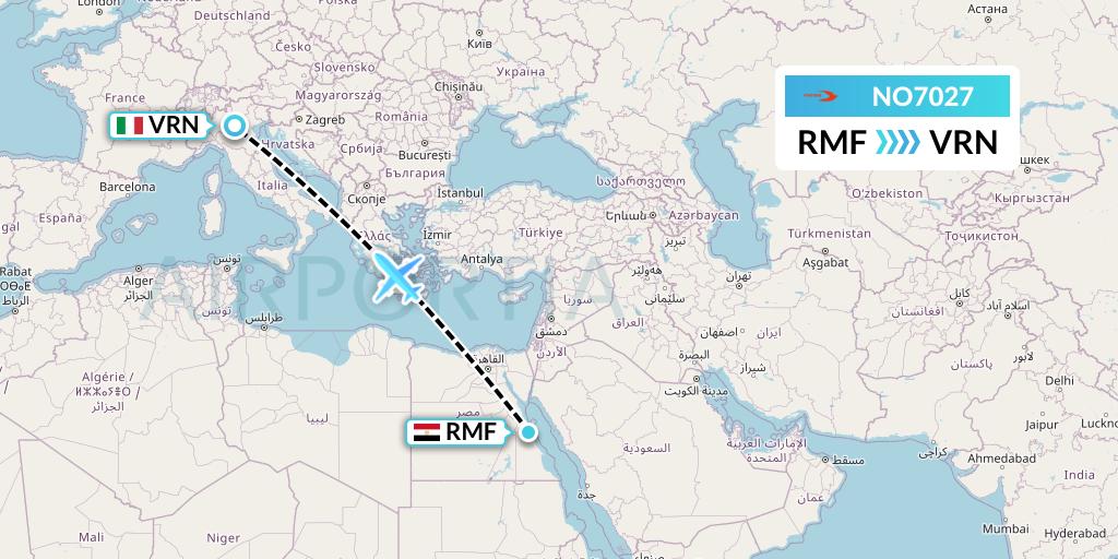 NO7027 Neos Flight Map: Marsa Alam to Verona
