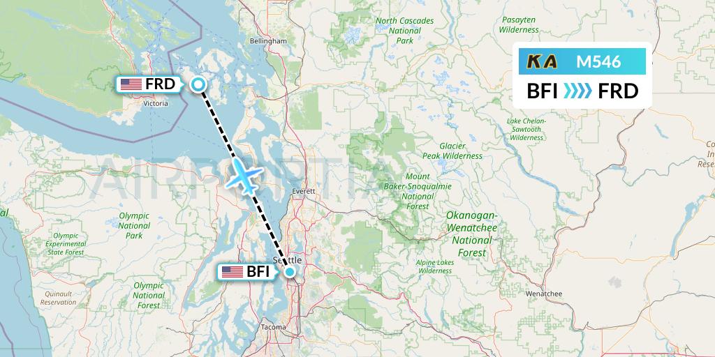 M546 Kenmore Air Flight Map: Seattle to Friday Harbor