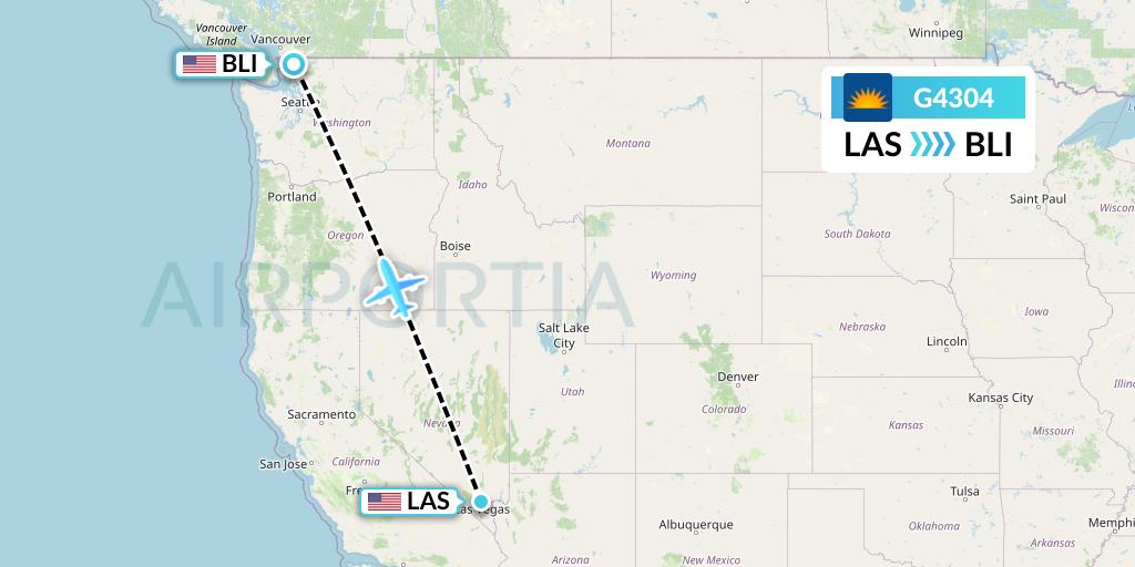 G4304 Allegiant Air Flight Map: Las Vegas to Bellingham