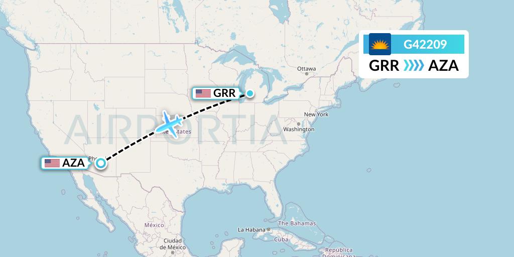 G42209 Allegiant Air Flight Map: Grand Rapids to Phoenix