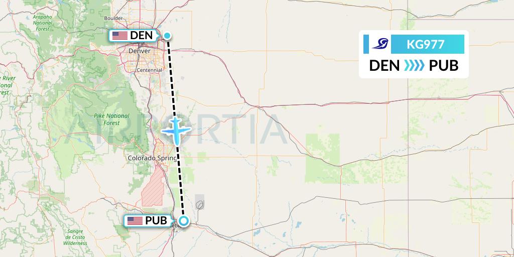 KG977 Key Lime Air Flight Map: Denver to Pueblo
