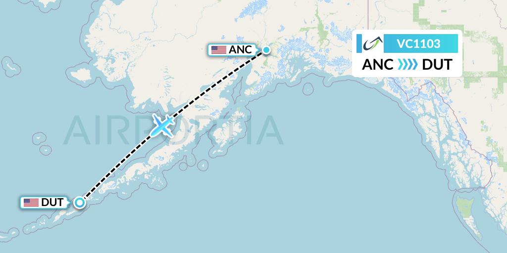 VC1103 ViaAir Flight Map: Anchorage to Unalaska