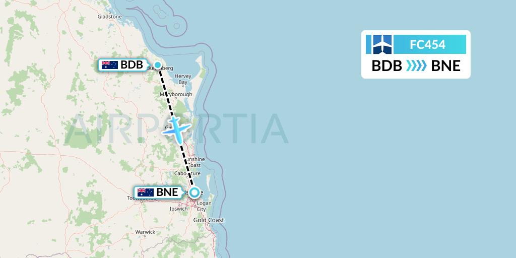 FC454 Fly Corporate Flight Map: Bundaberg to Brisbane