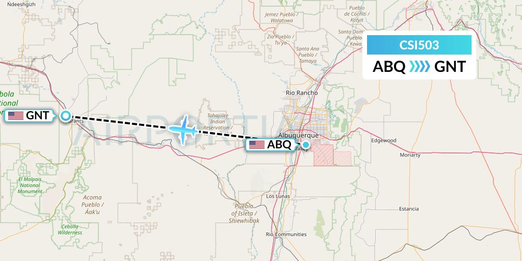 CSI503 Csi Aviation Flight Map: Albuquerque to Grants