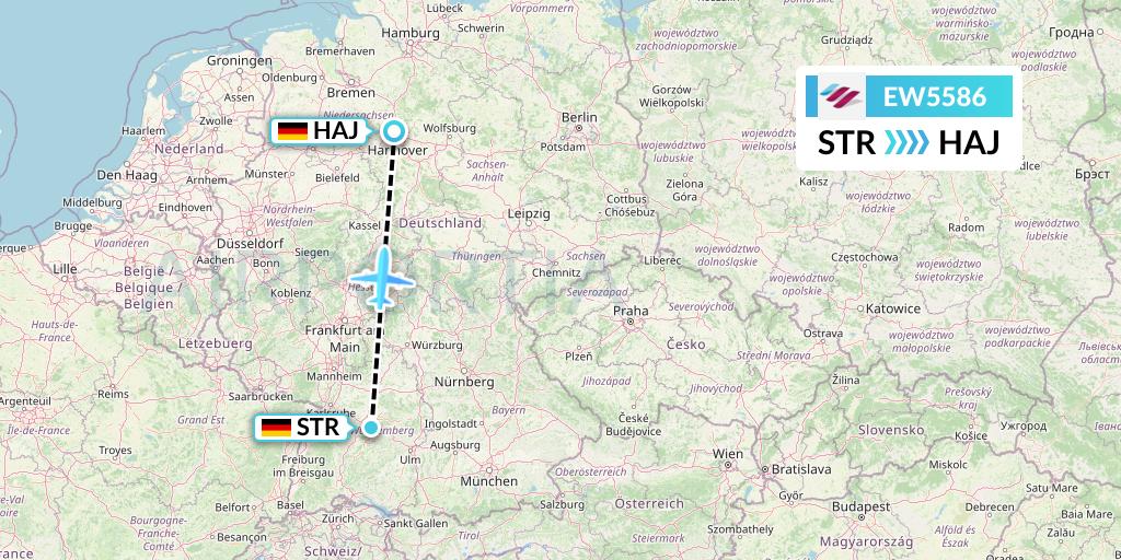 EW5586 Eurowings Flight Map: Stuttgart to Hannover