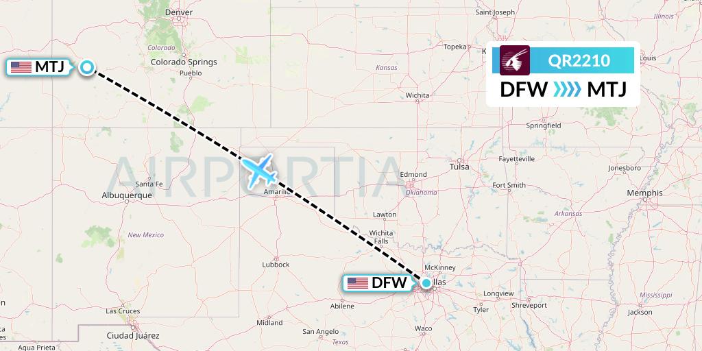 QR2210 Qatar Airways Flight Map: Dallas to Montrose