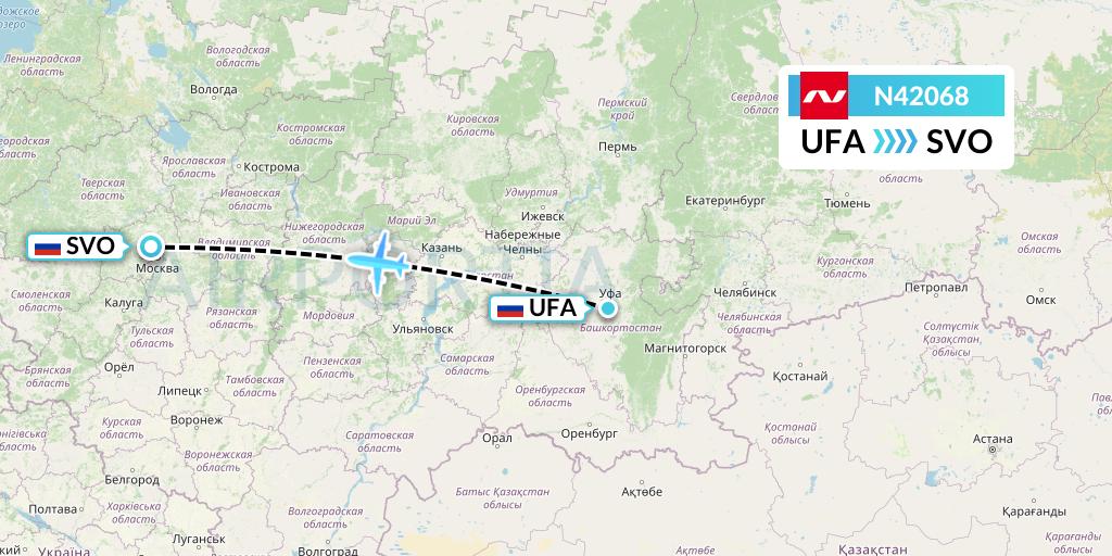 N42068 Nordwind Airlines Flight Map: Ufa to Moscow