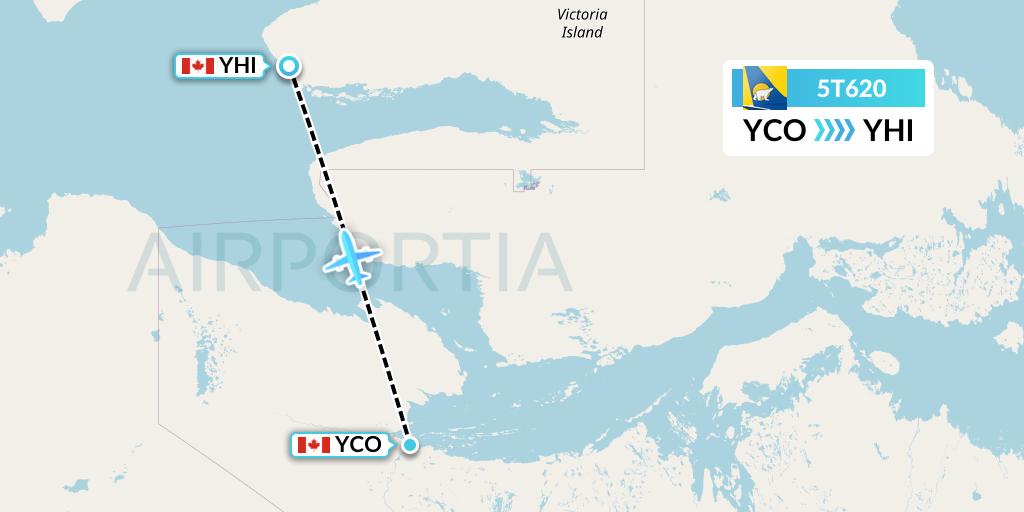 5T620 Canadian North Flight Map: Kugluktuk to Ulukhaktok