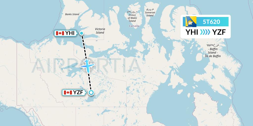 5T620 Canadian North Flight Map: Ulukhaktok to Yellowknife