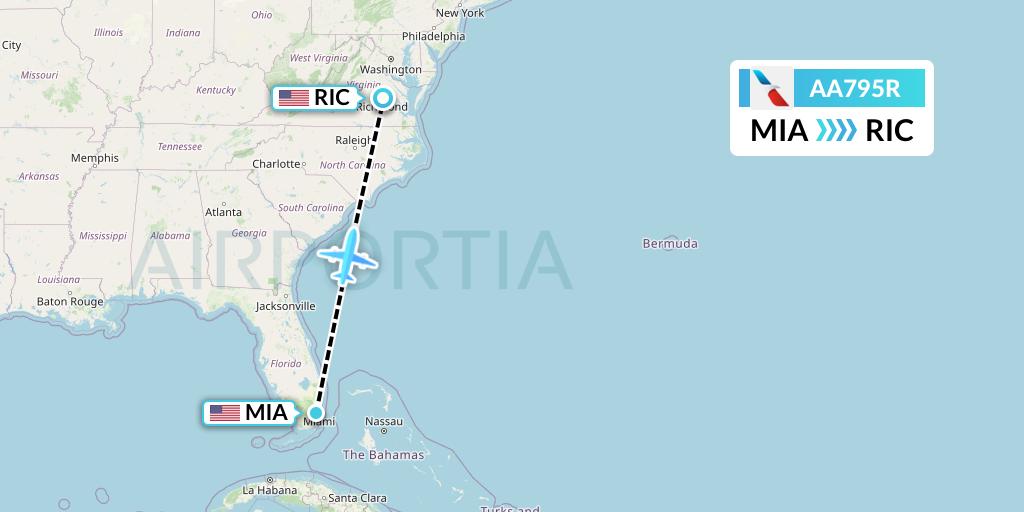 AA795R Flight Status American Airlines Miami to Richmond (AAL795R)
