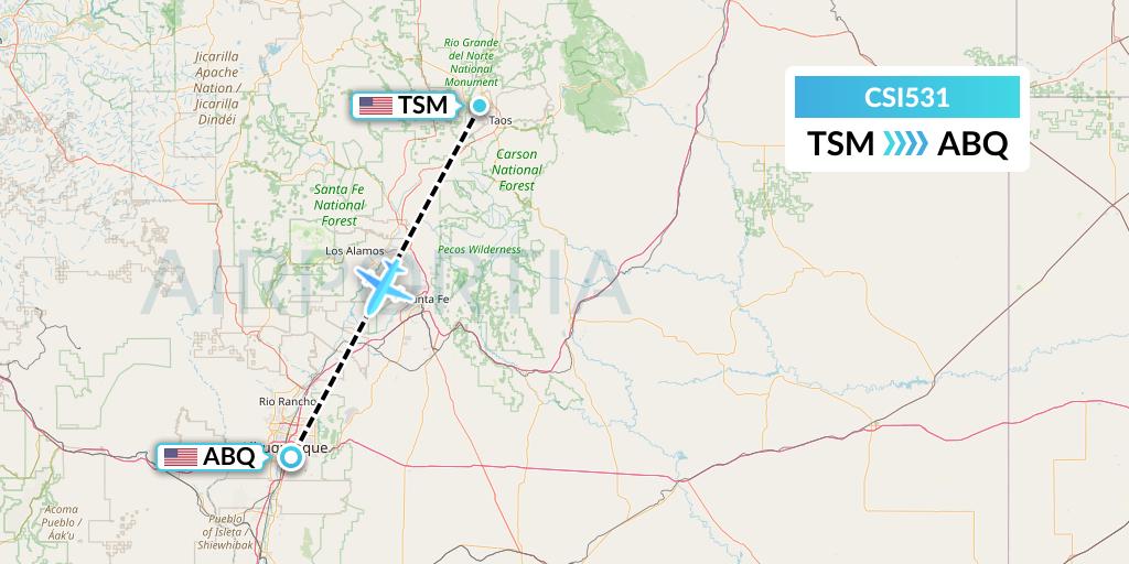 CSI531 Csi Aviation Flight Map: Taos to Albuquerque