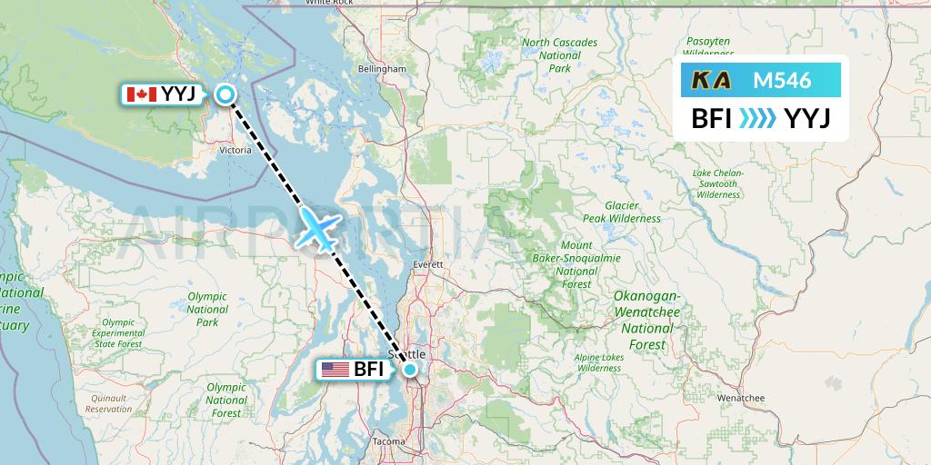 M546 Kenmore Air Flight Map: Seattle to Victoria