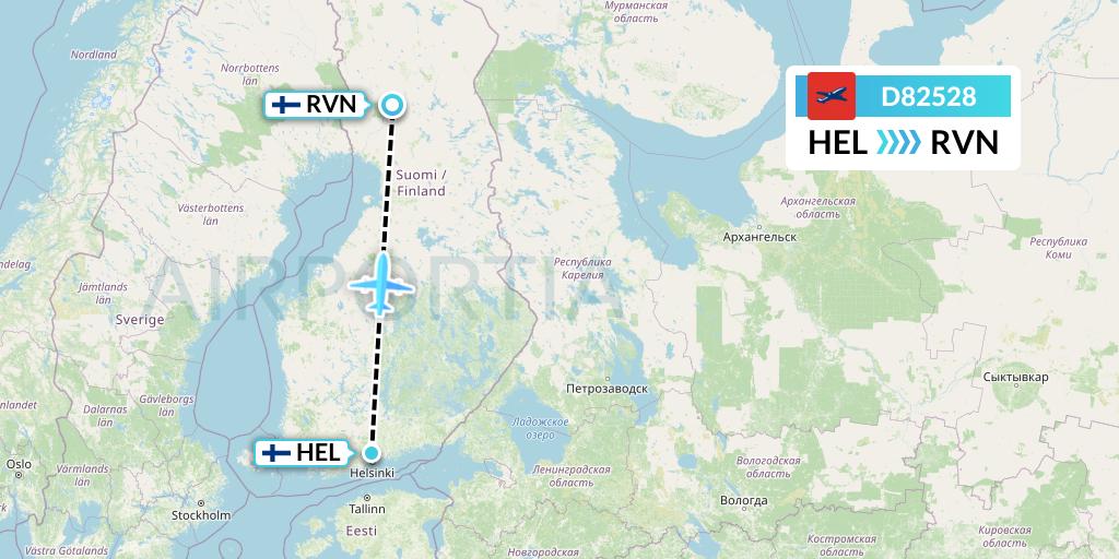 D82528 Norwegian Air International Flight Map: Helsinki to Rovaniemi