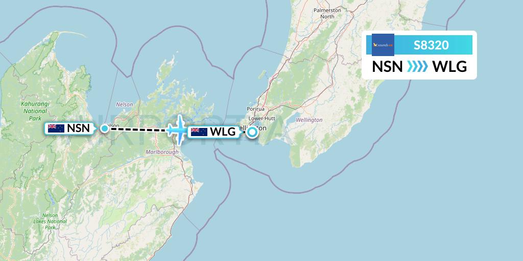 S8320 Soundsair Flight Map: Nelson to Wellington