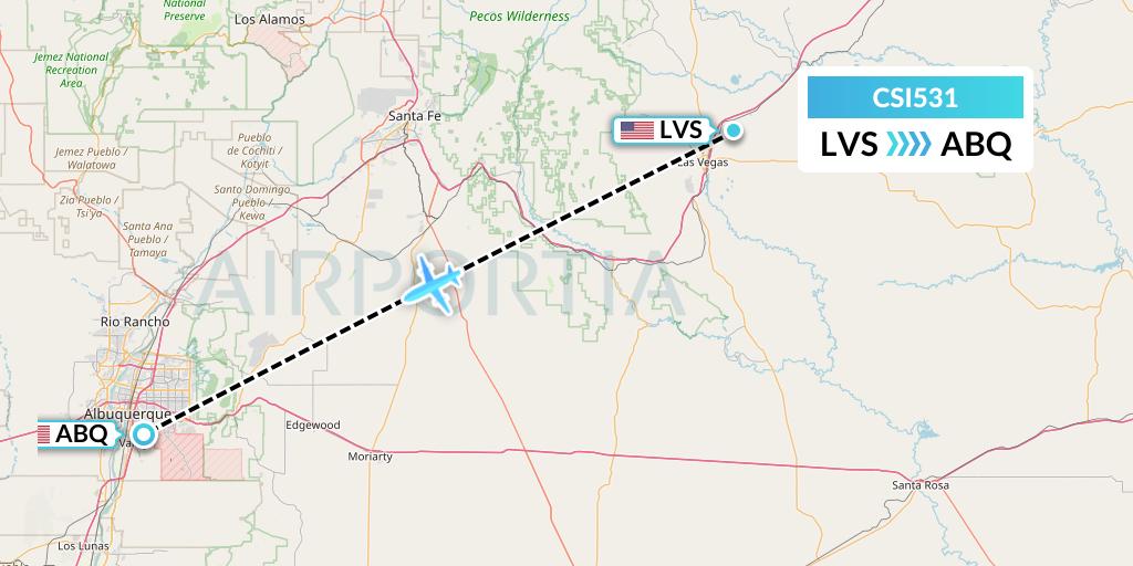 CSI531 Csi Aviation Flight Map: Las Vegas to Albuquerque