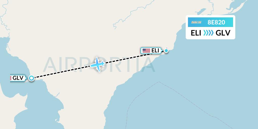 8E820 Bering Air Flight Map: Elim to Golovin