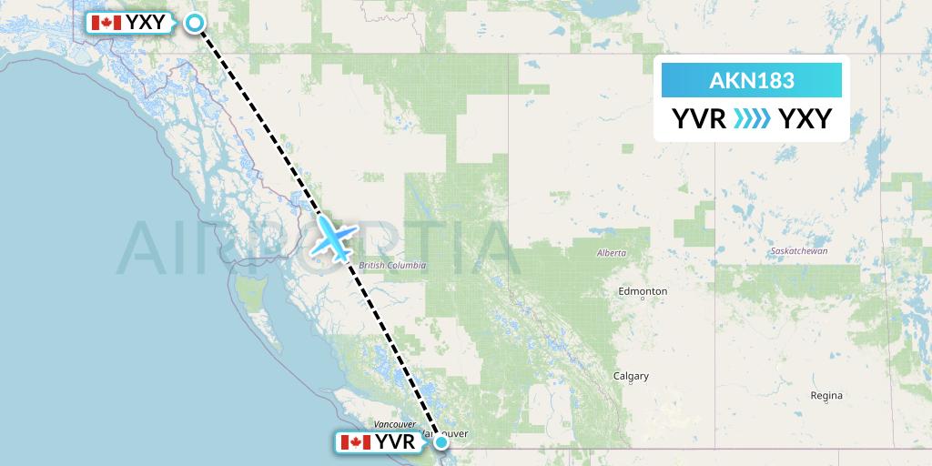 AKN183 Alkan Air Flight Map: Vancouver to Whitehorse