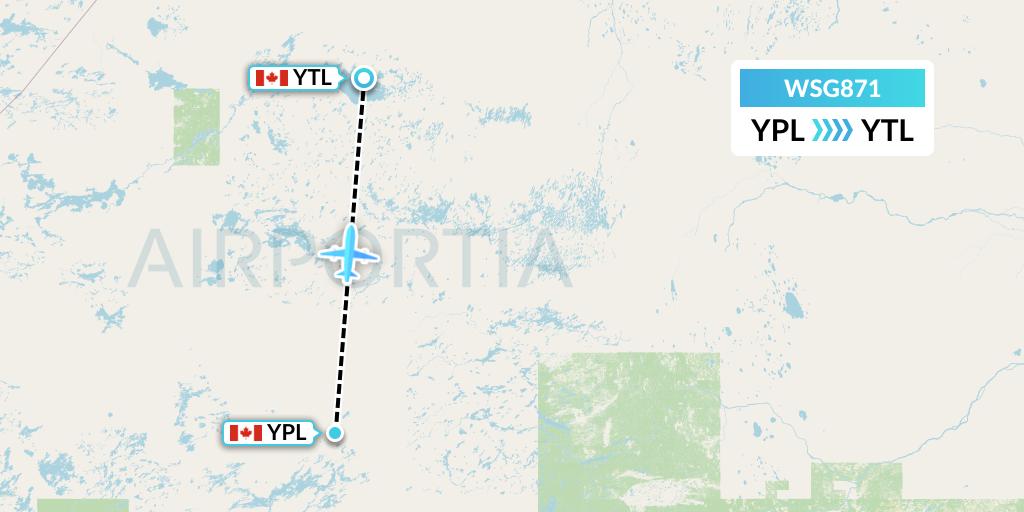 WSG871 Wasaya Airways Flight Map: Pickle Lake to Big Trout