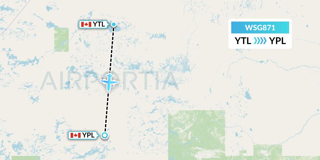 WSG871 Wasaya Airways Flight Map: Big Trout to Pickle Lake