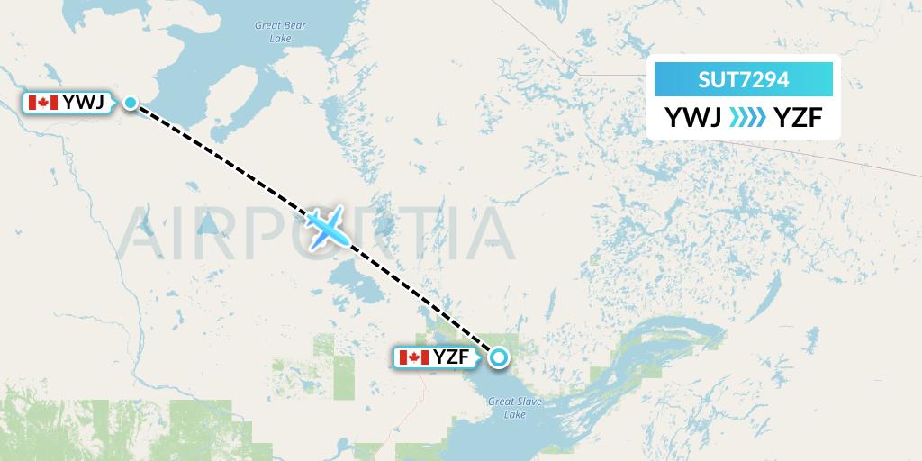 SUT7294 Summit Air Ltd. Flight Map: Deline to Yellowknife