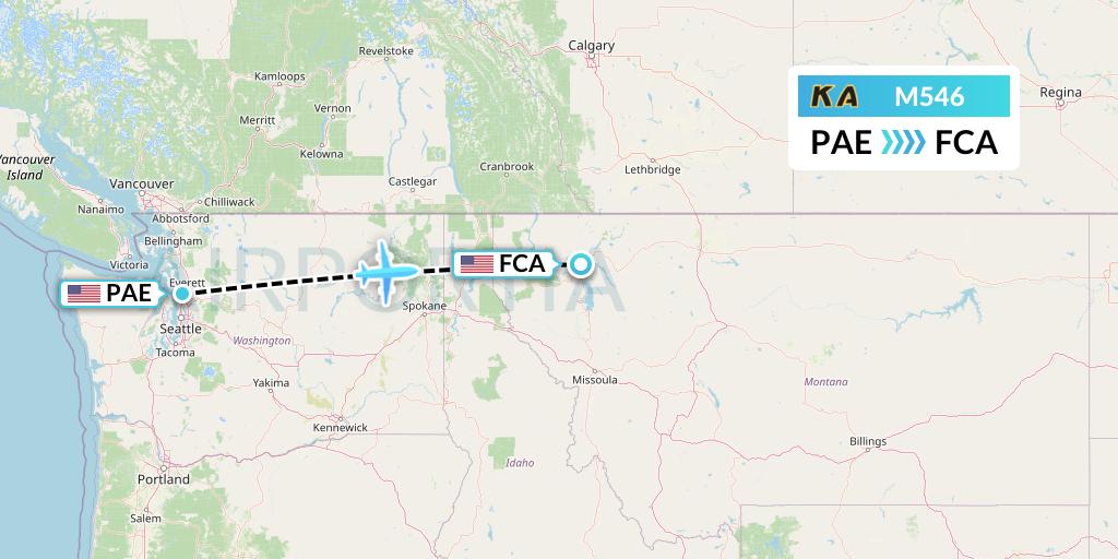 M546 Kenmore Air Flight Map: Everett to Kalispell